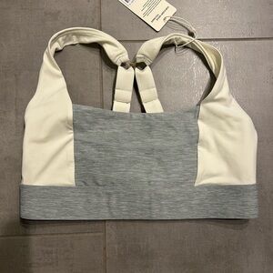 Monday Swimwear Gray and Cream Sports Bra